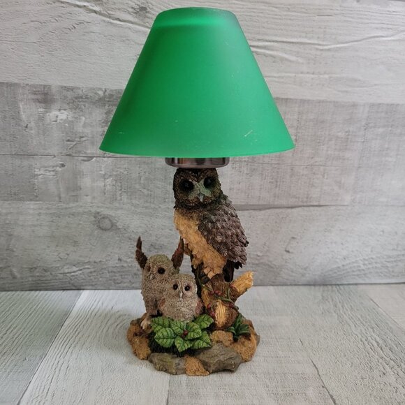 Westland Giftware Owl Family Candle Holder With Green Shade - Picture 1 of 9